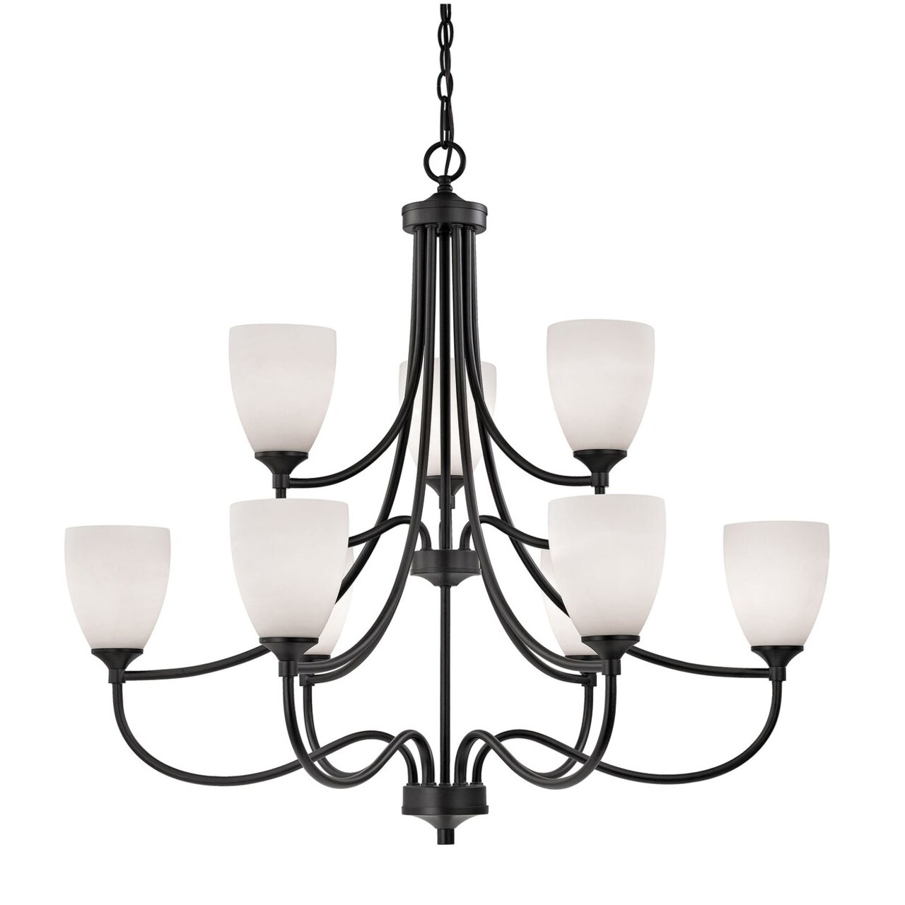 Arlington 9-Light Chandelier In Oil Rubbed Bronze With White Glass